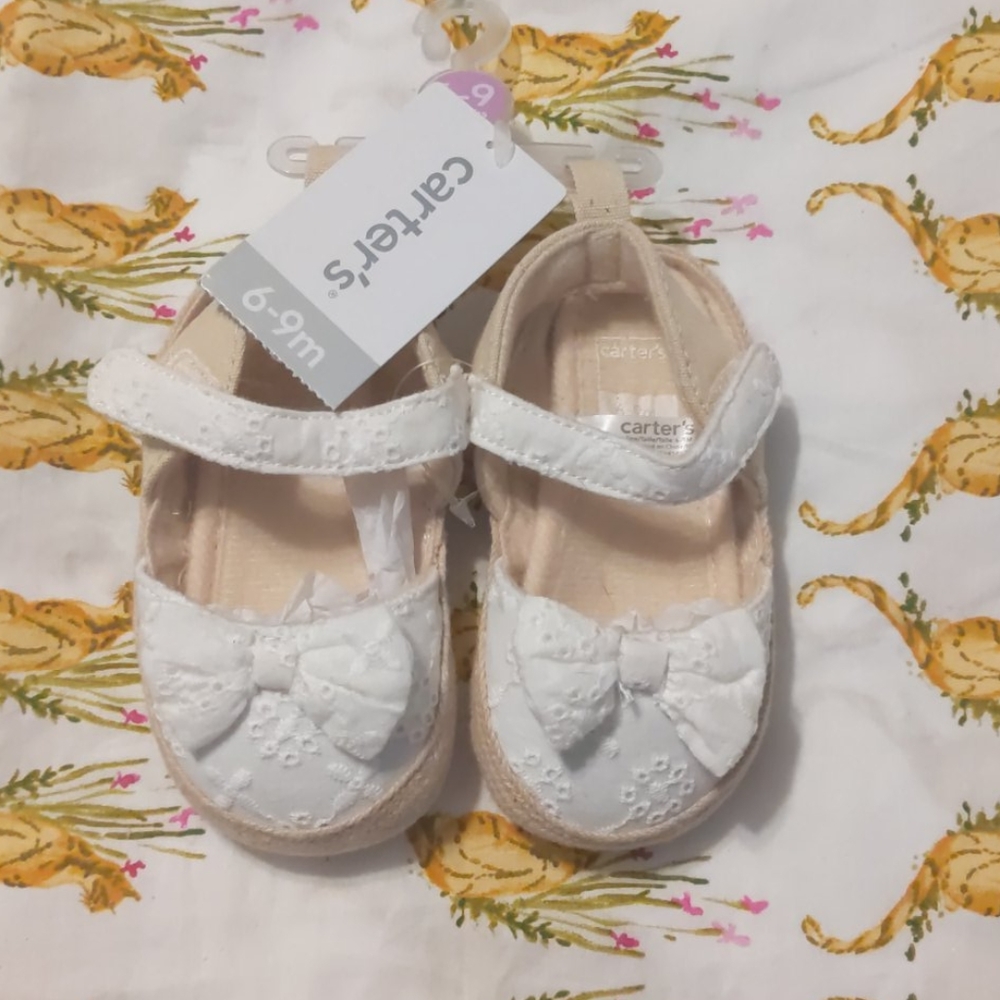 Carter's white baby shoes